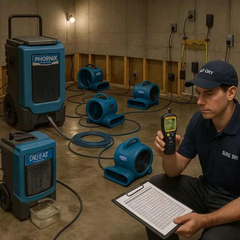 Structural Drying and Dehumidification process in Sour Lake, TX